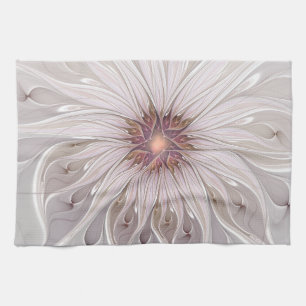 Floral Fantasy, Abstract Modern Pastel Flower Kitchen Towel