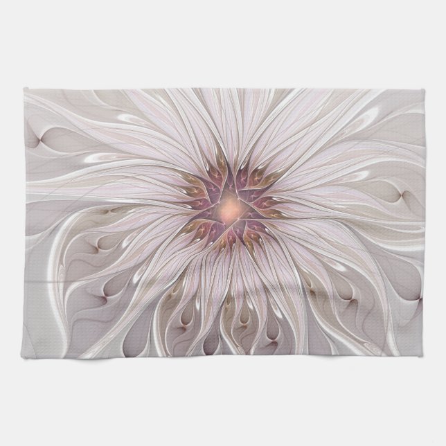 Floral Fantasy, Abstract Modern Pastel Flower Kitchen Towel (Horizontal)