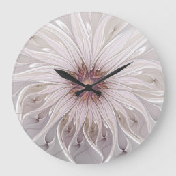 Floral Fantasy, Abstract Modern Pastel Flower Large Clock