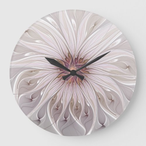 Floral Fantasy Abstract Modern Pastel Flower Large Clock