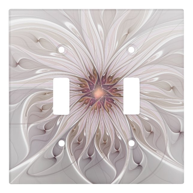 Floral Fantasy, Abstract Modern Pastel Flower Light Switch Cover (Front)