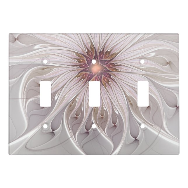 Floral Fantasy, Abstract Modern Pastel Flower Light Switch Cover (Front)