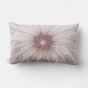 Floral Fantasy, Abstract Modern Pastel Flower Lumbar Pillow