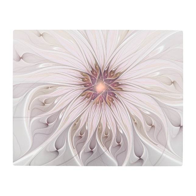 Floral Fantasy, Abstract Modern Pastel Flower Metal Print (Front)