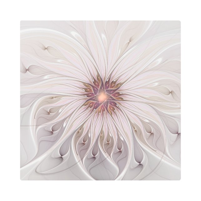 Floral Fantasy, Abstract Modern Pastel Flower Metal Print (Front)
