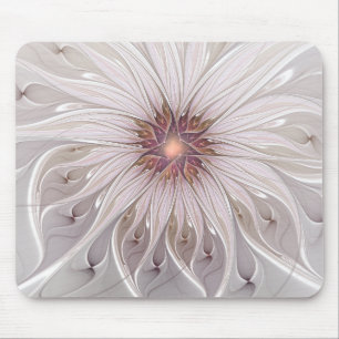 Floral Fantasy, Abstract Modern Pastel Flower Mouse Pad