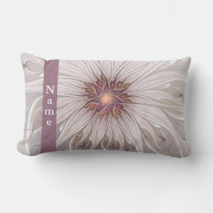 Floral Fantasy, Abstract Modern Pastel Flower Name Lumbar Pillow