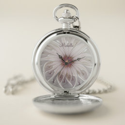 Floral Fantasy, Abstract Modern Pastel Flower Name Pocket Watch