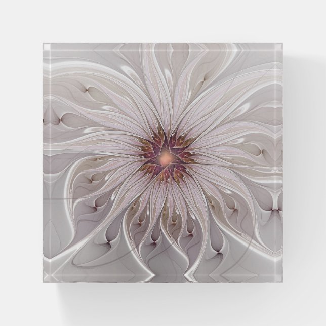 Floral Fantasy, Abstract Modern Pastel Flower Paperweight (Front)
