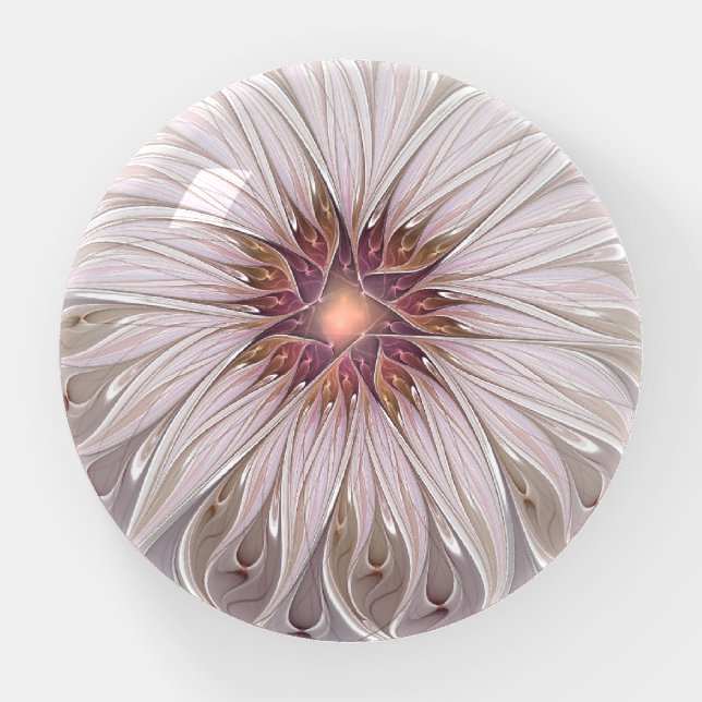 Floral Fantasy, Abstract Modern Pastel Flower Paperweight (Front)
