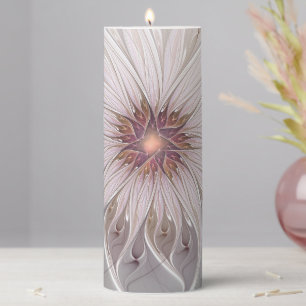 Floral Fantasy, Abstract Modern Pastel Flower Pillar Candle