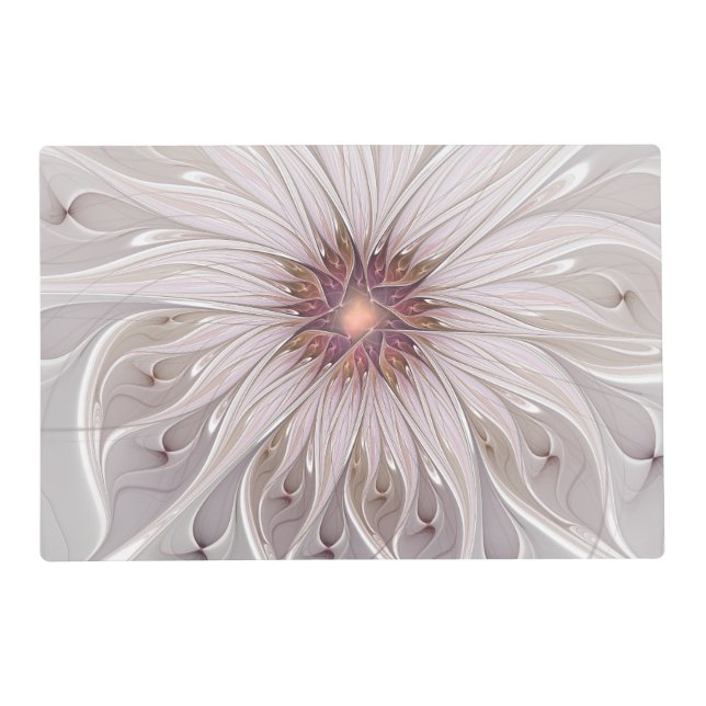 Floral Fantasy, Abstract Modern Pastel Flower Placemat (Front)