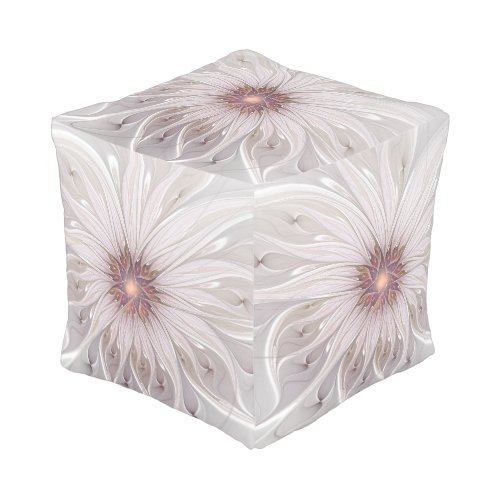 Floral Fantasy Abstract Modern Pastel Flower Pouf