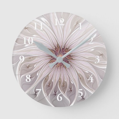 Floral Fantasy Abstract Modern Pastel Flower Round Clock