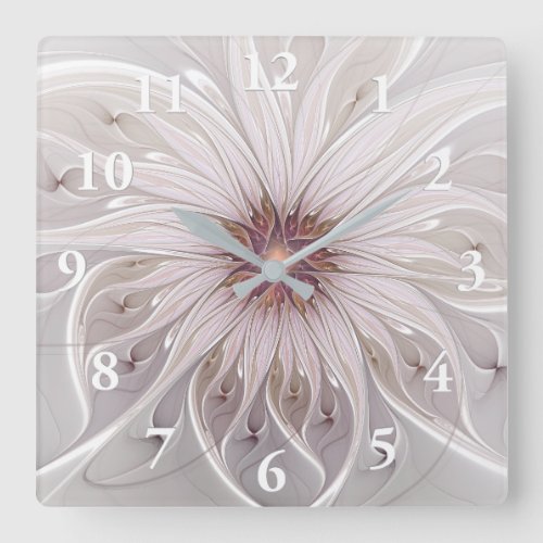 Floral Fantasy Abstract Modern Pastel Flower Square Wall Clock