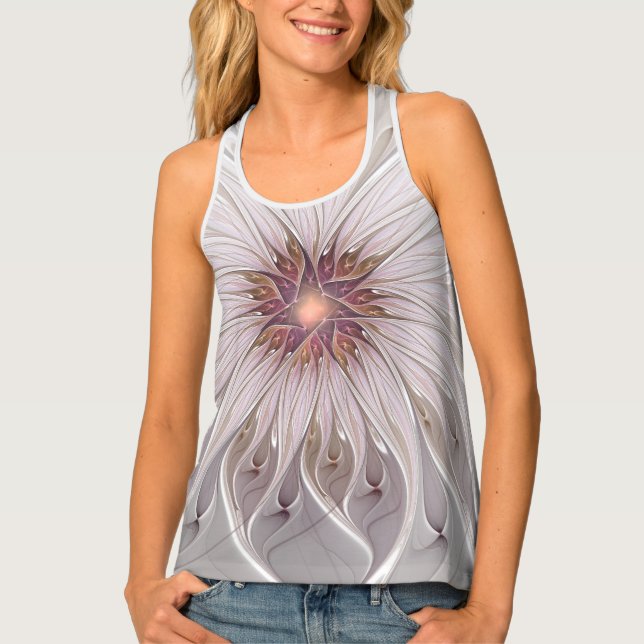 Floral Fantasy, Abstract Modern Pastel Flower Tank Top (Front)