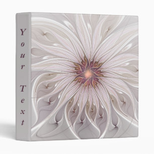 Floral Fantasy, Abstract Modern Pastel Flower Text 3 Ring Binder