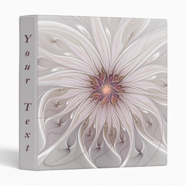 Floral Fantasy, Abstract Modern Pastel Flower Text 3 Ring Binder (Front/Spine)