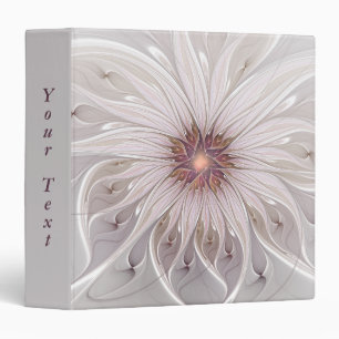 Floral Fantasy, Abstract Modern Pastel Flower Text 3 Ring Binder