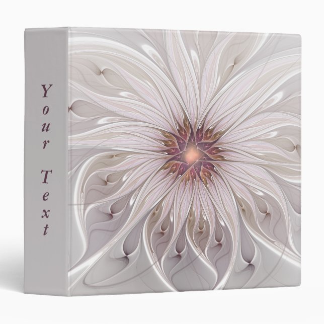 Floral Fantasy, Abstract Modern Pastel Flower Text 3 Ring Binder (Front/Spine)