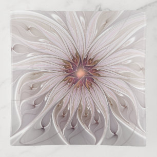 Floral Fantasy, Abstract Modern Pastel Flower Trinket Tray