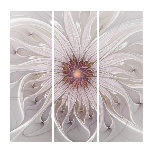 Floral Fantasy Abstract Modern Pastel Flower Triptych