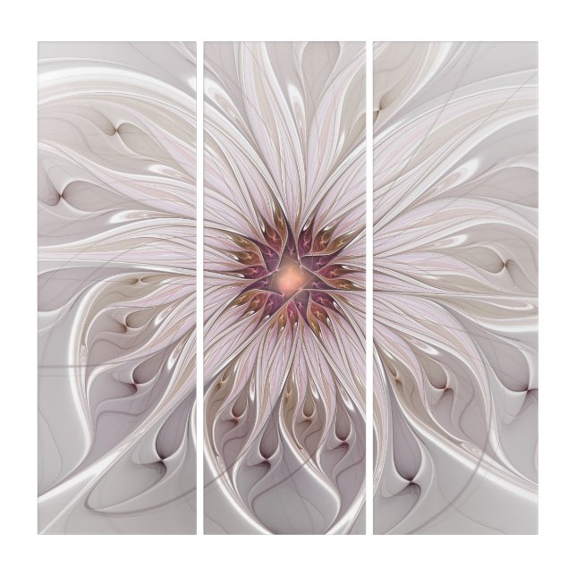 Floral Fantasy, Abstract Modern Pastel Flower Triptych (Front)