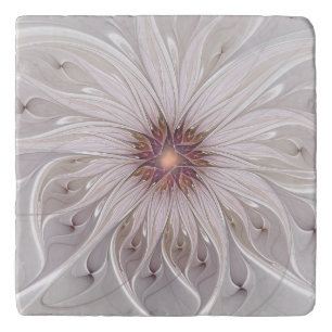 Floral Fantasy, Abstract Modern Pastel Flower Trivet