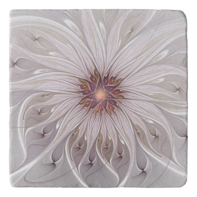 Floral Fantasy, Abstract Modern Pastel Flower Trivet (Front)