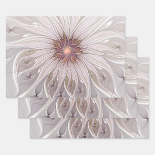 Floral Fantasy, Abstract Modern Pastel Flower Wrapping Paper Sheets