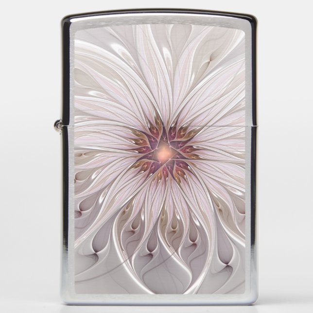 Floral Fantasy, Abstract Modern Pastel Flower Zippo Lighter (Front)