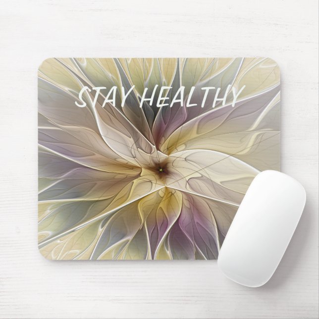 Floral Fantasy Aubergine Abstract Fractal Own Text Mouse Pad (With Mouse)