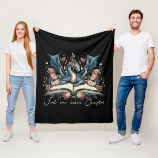 Floral Fantasy Book Dragon Fleece Blanket