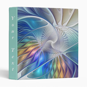 Floral Fantasy Colorful Abstract Flower Text 3 Ring Binder