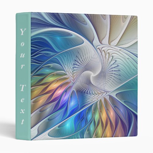 Floral Fantasy Colorful Abstract Flower Text 3 Ring Binder