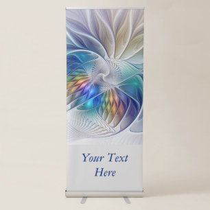 Floral Fantasy, Colorful Abstract Flower Text Retractable Banner