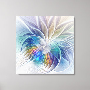 Floral Fantasy, Colorful Abstract Flower Triptych Canvas Print
