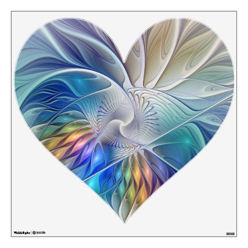 Floral Fantasy Colorful Abstract Fractal Art Heart Wall Decal