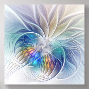 Floral Fantasy, Colorful Abstract Fractal Flower Acrylic Photo Tile