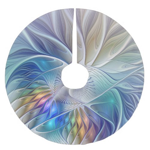 Floral Fantasy Colorful Abstract Fractal Flower Brushed Polyester Tree Skirt