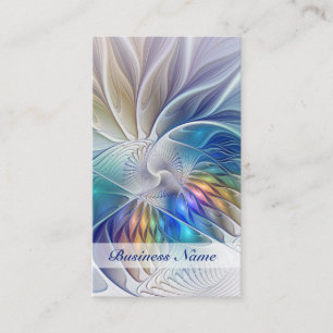 Floral Fantasy, Colorful Abstract Fractal Flower Business Card