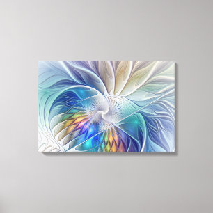 Floral Fantasy, Colorful Abstract Fractal Flower Canvas Print