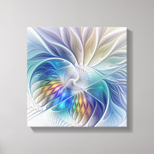 Floral Fantasy, Colorful Abstract Fractal Flower Canvas Print