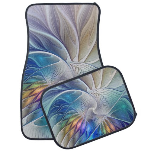 Floral Fantasy Colorful Abstract Fractal Flower Car Floor Mat