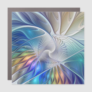 Floral Fantasy, Colorful Abstract Fractal Flower Car Magnet