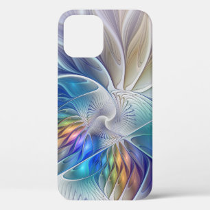 Floral Fantasy, Colorful Abstract Fractal Flower iPhone 12 Case