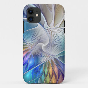 Floral Fantasy, Colorful Abstract Fractal Flower iPhone 11 Case