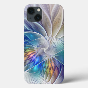 Floral Fantasy, Colorful Abstract Fractal Flower iPhone 13 Case