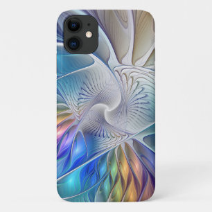 Floral Fantasy, Colorful Abstract Fractal Flower iPhone 11 Case
