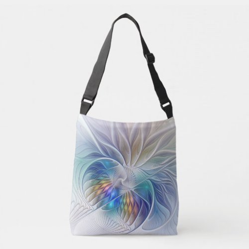 Floral Fantasy Colorful Abstract Fractal Flower Crossbody Bag